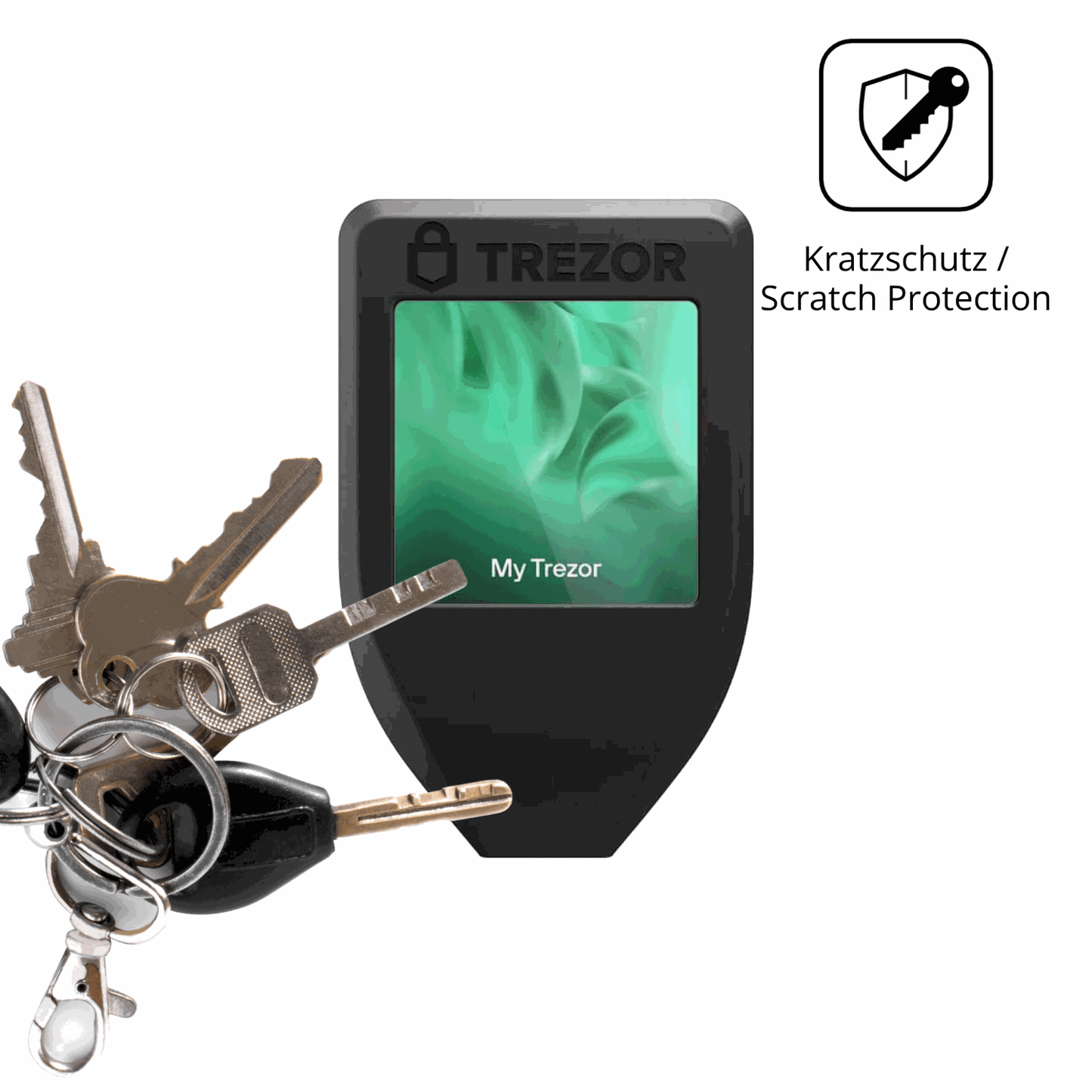Schutz gegen Kratzer auf dem Trezor Model T Glas durch Schlüssel oder Ähnliches