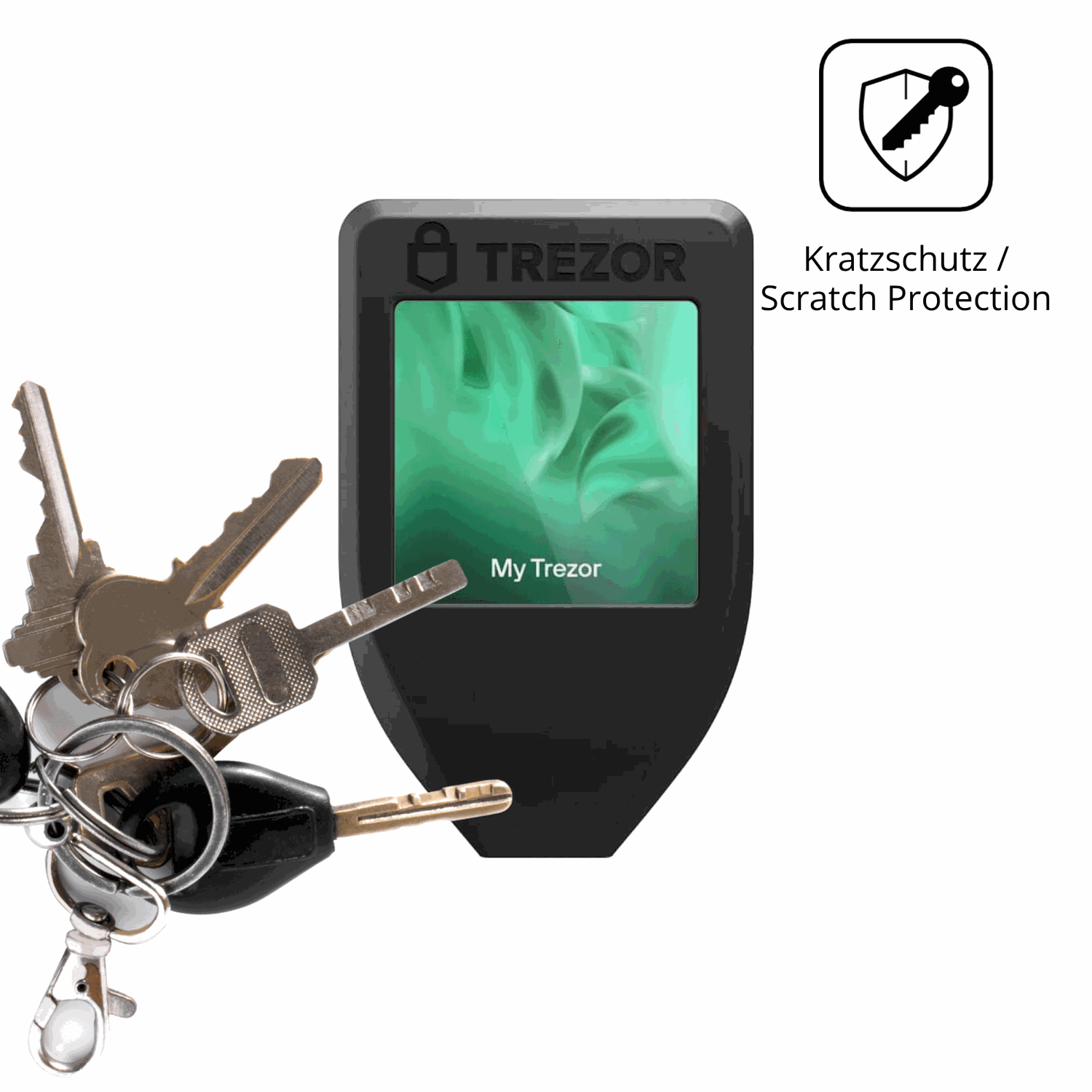 Schutz gegen Kratzer auf dem Trezor Model T Glas durch Schlüssel oder Ähnliches