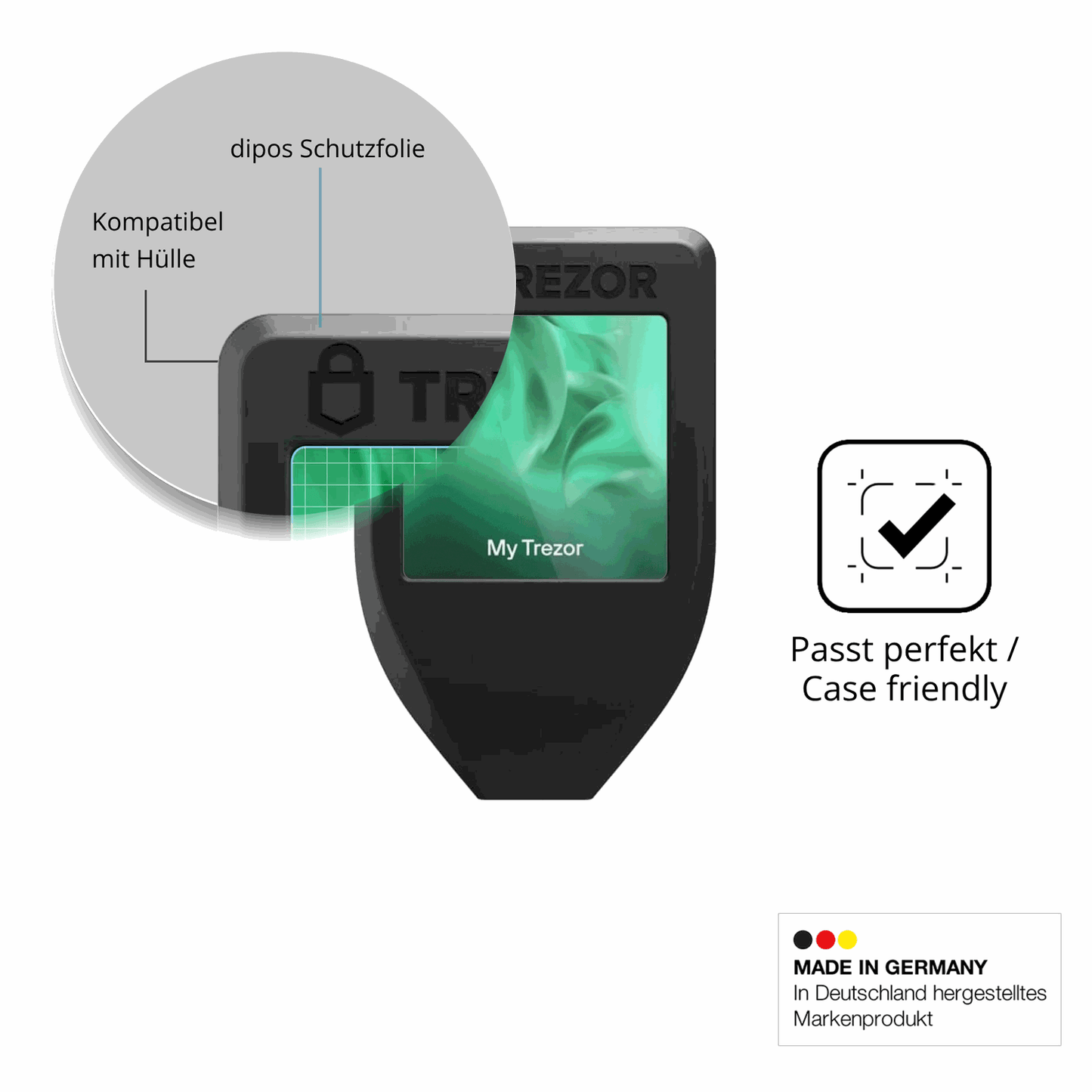 Schutzfolie mit optimaler Passform, zur Verwendung mit Hüllen geeignet