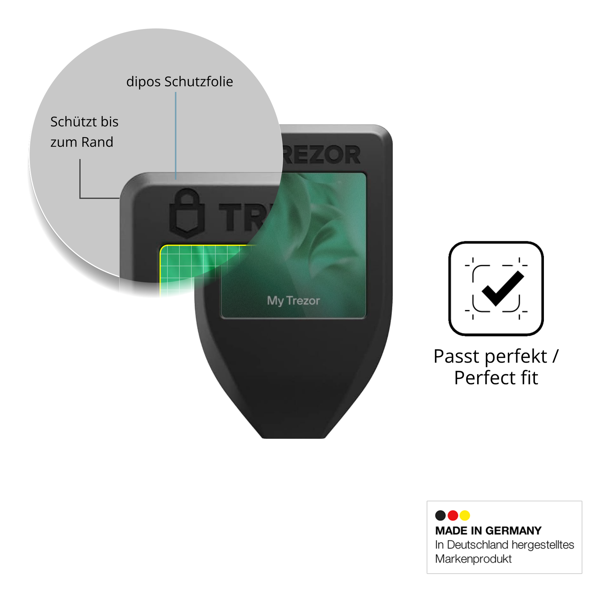 Schutz gegen Kratzer auf dem Trezor Model T Glas durch Schlüssel oder Ähnliches