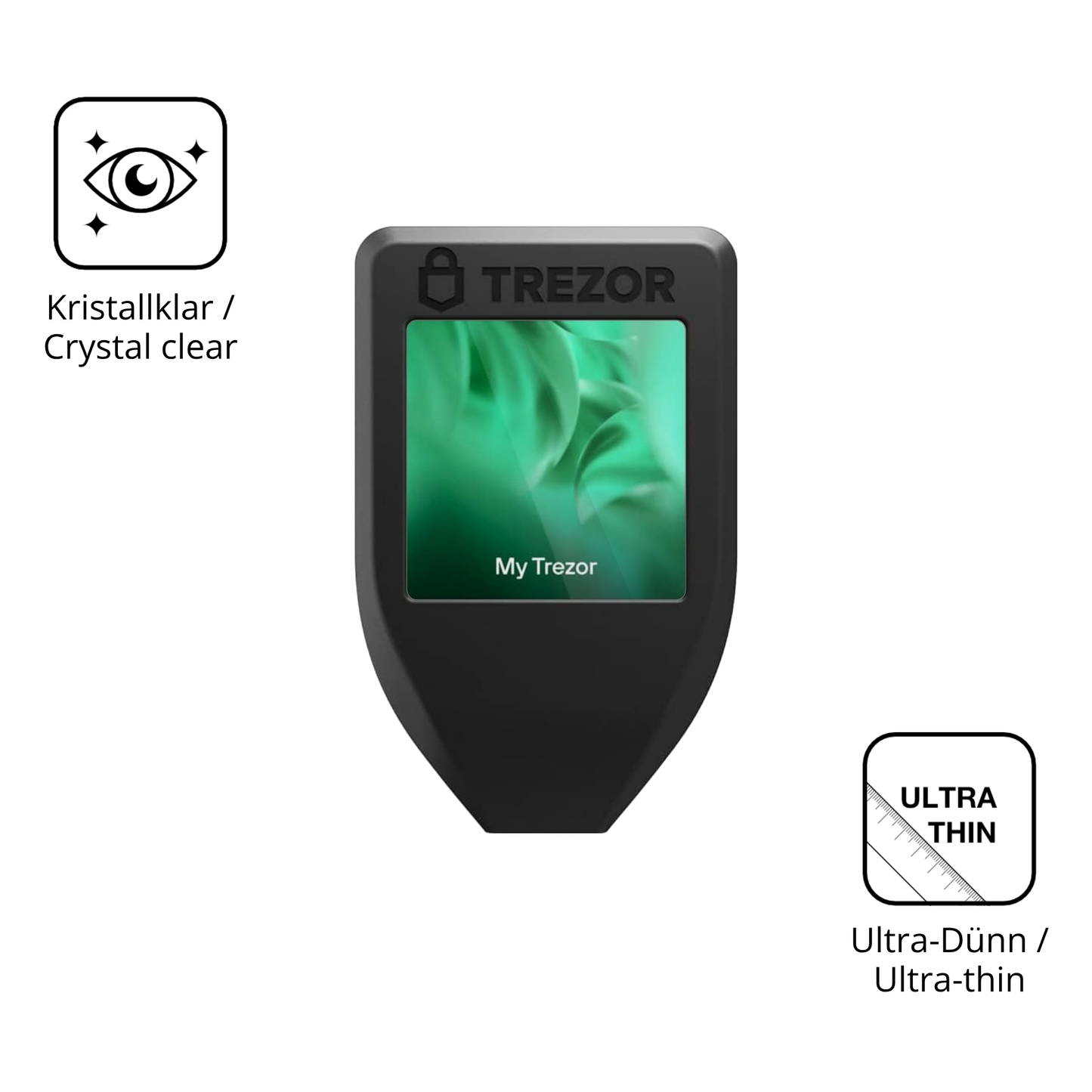 Dünne und klare Folie passend zugeschnitten für Trezor Model T