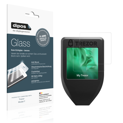Klare Displayschutzfolie von dipos passend für Trezor Model T, 9H kratzfest und blasenfrei montiert