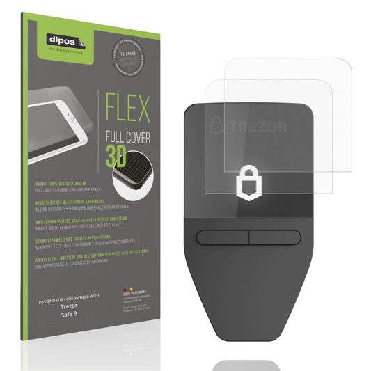 Matte Displayschutzfolie von dipos passend für Trezor Safe 3, 100% Displayabdeckung und blasenfreie Montage