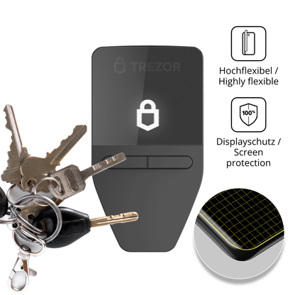 dipos Displayschutz für Trezor Safe 3, transparente Oberfläche, perfekte Passform auch für die Rundungen