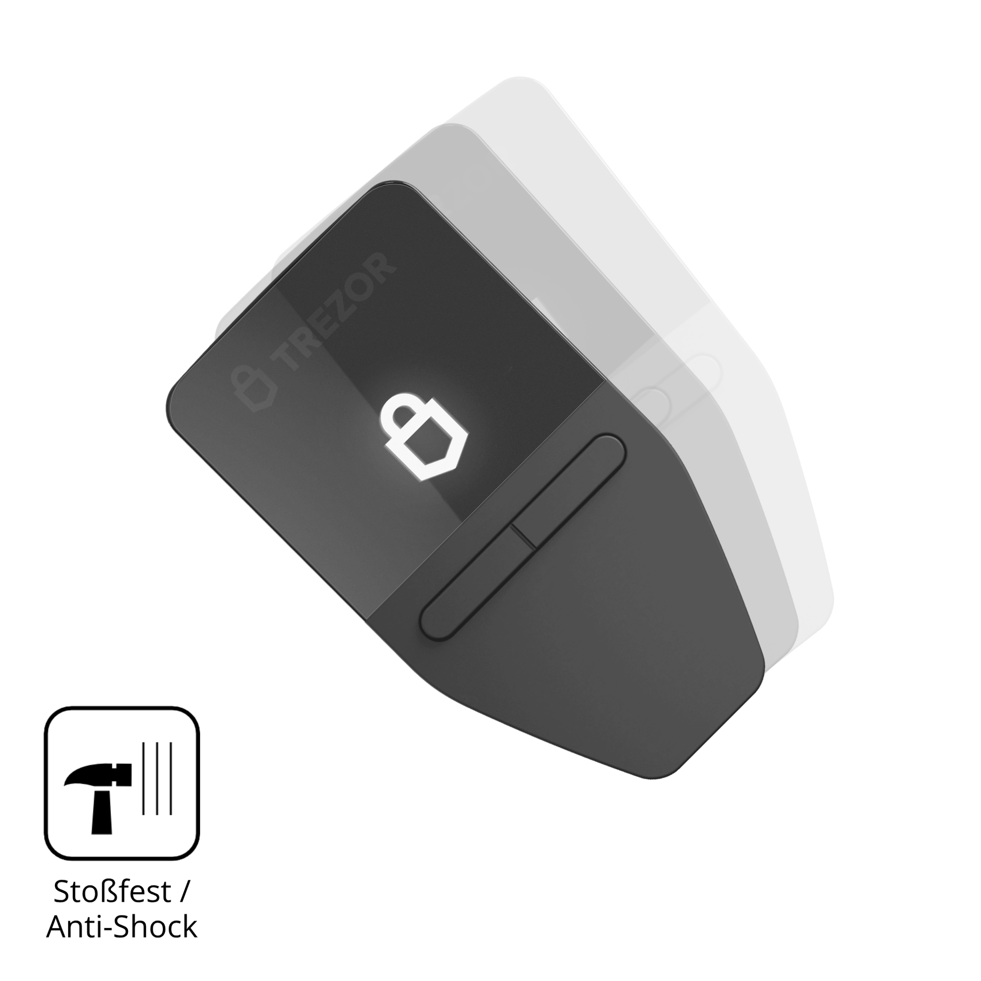 Schutz gegen Kratzer auf dem Trezor Safe 3 Glas durch Schlüssel, Stöße gegen die Tischkante oder Stürze