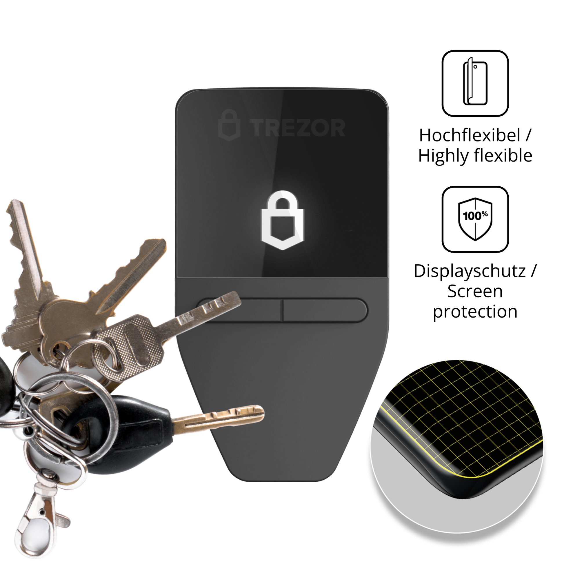 dipos Displayschutz für Trezor Safe 3, transparente Oberfläche, geringe Dicke und perfekte Passform