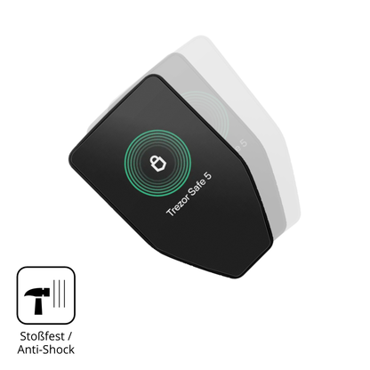 Schutz gegen Kratzer auf dem Trezor Safe 5 Glas durch Schlüssel, Stöße gegen die Tischkante oder Stürze