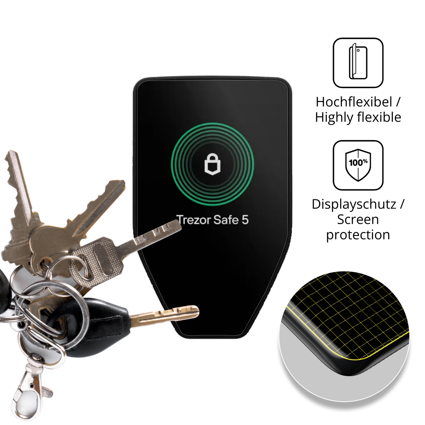 dipos Displayschutz für Trezor Safe 5, transparente Oberfläche, geringe Dicke und perfekte Passform