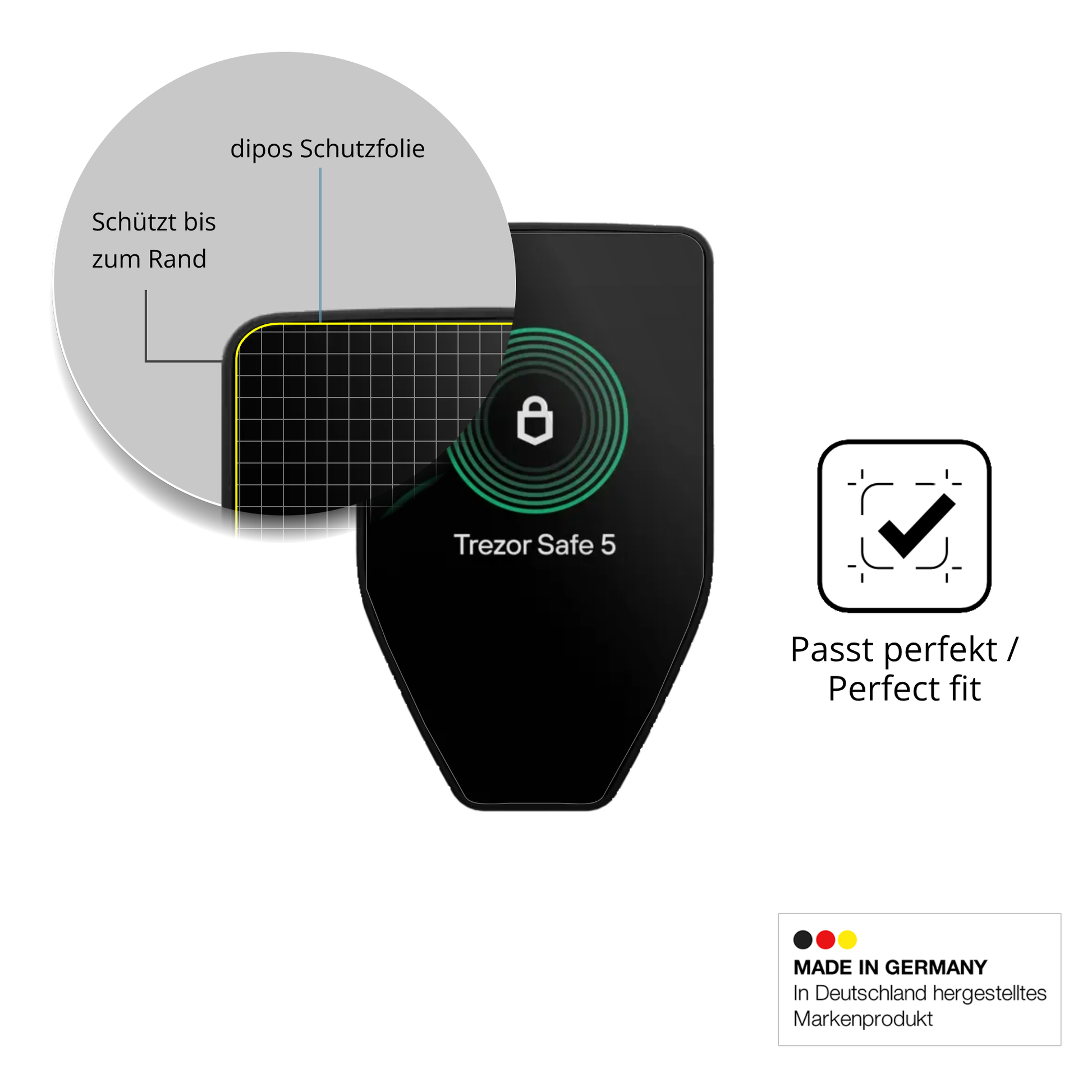 Schutzfolie mit optimaler Passform, zur Verwendung mit Hüllen geeignet