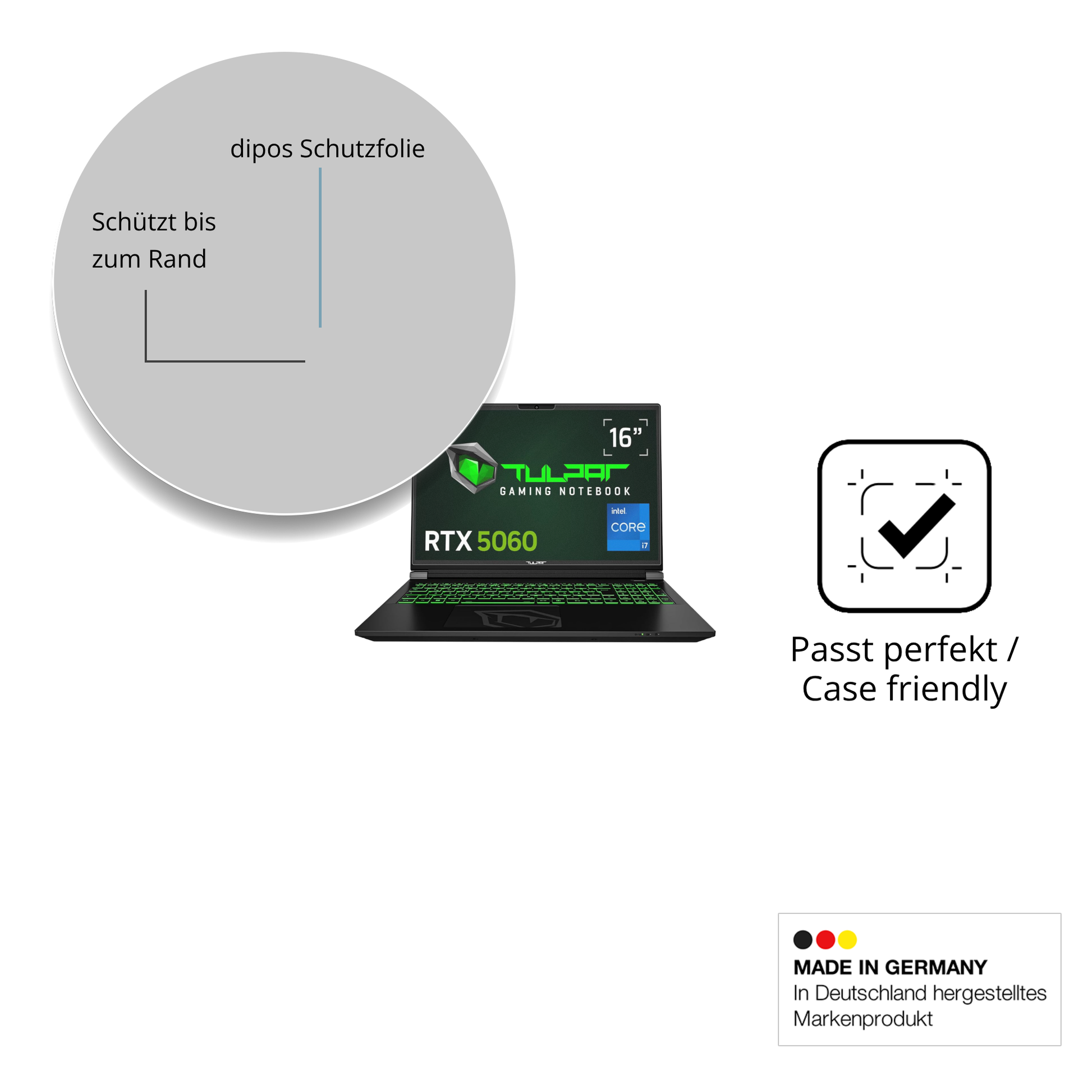 Schutzglasfolie mit optimaler Passform, zur Verwendung mit Hüllen geeignet
