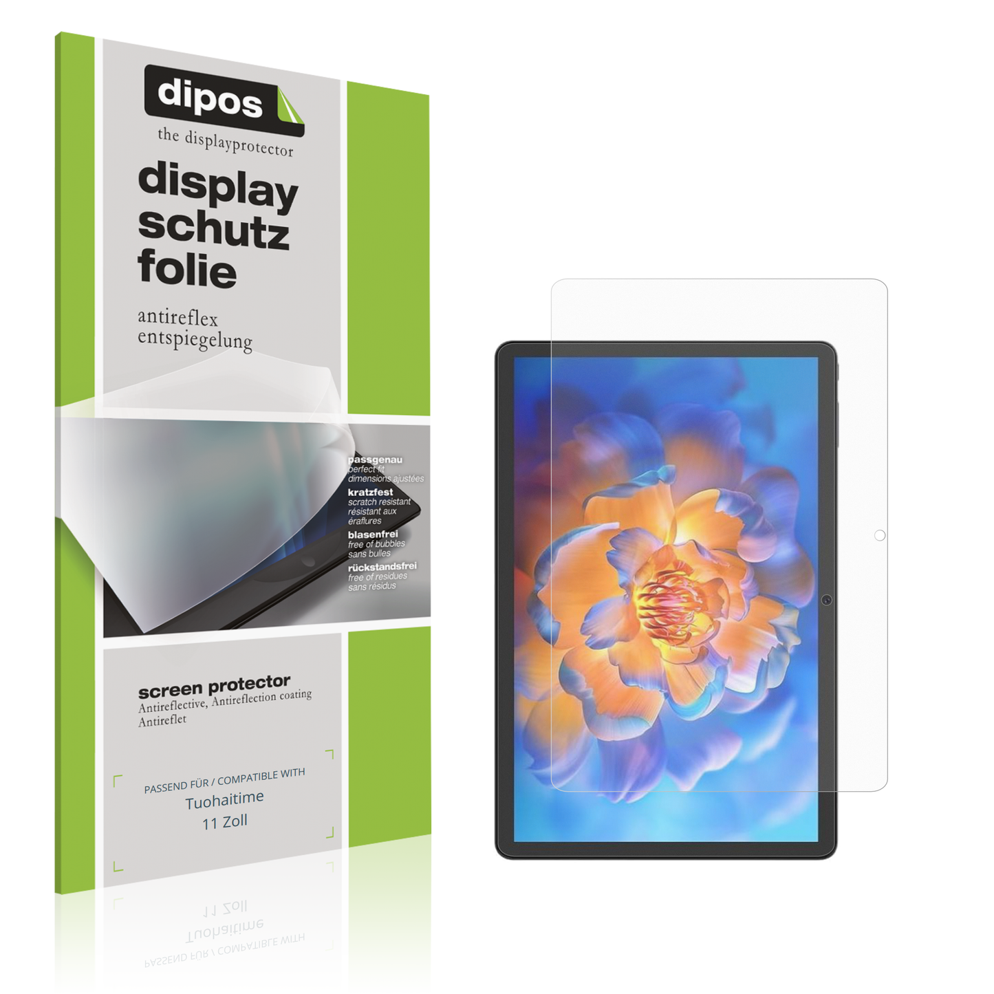 Matte Displayschutzfolie von dipos passend für Tuohaitime 11 Zoll, präziser Zuschnitt und blasenfrei montiert