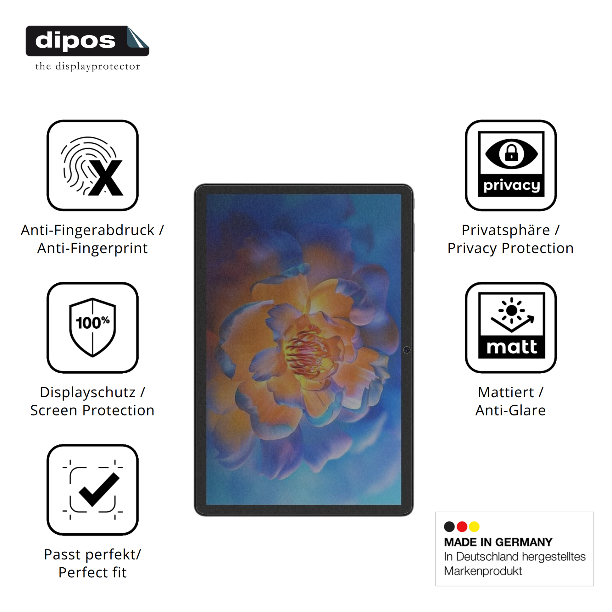 Privatsphäre-Schutz durch Sichtschutz-Folie passend zugeschnitten für Tuohaitime 11 Zoll