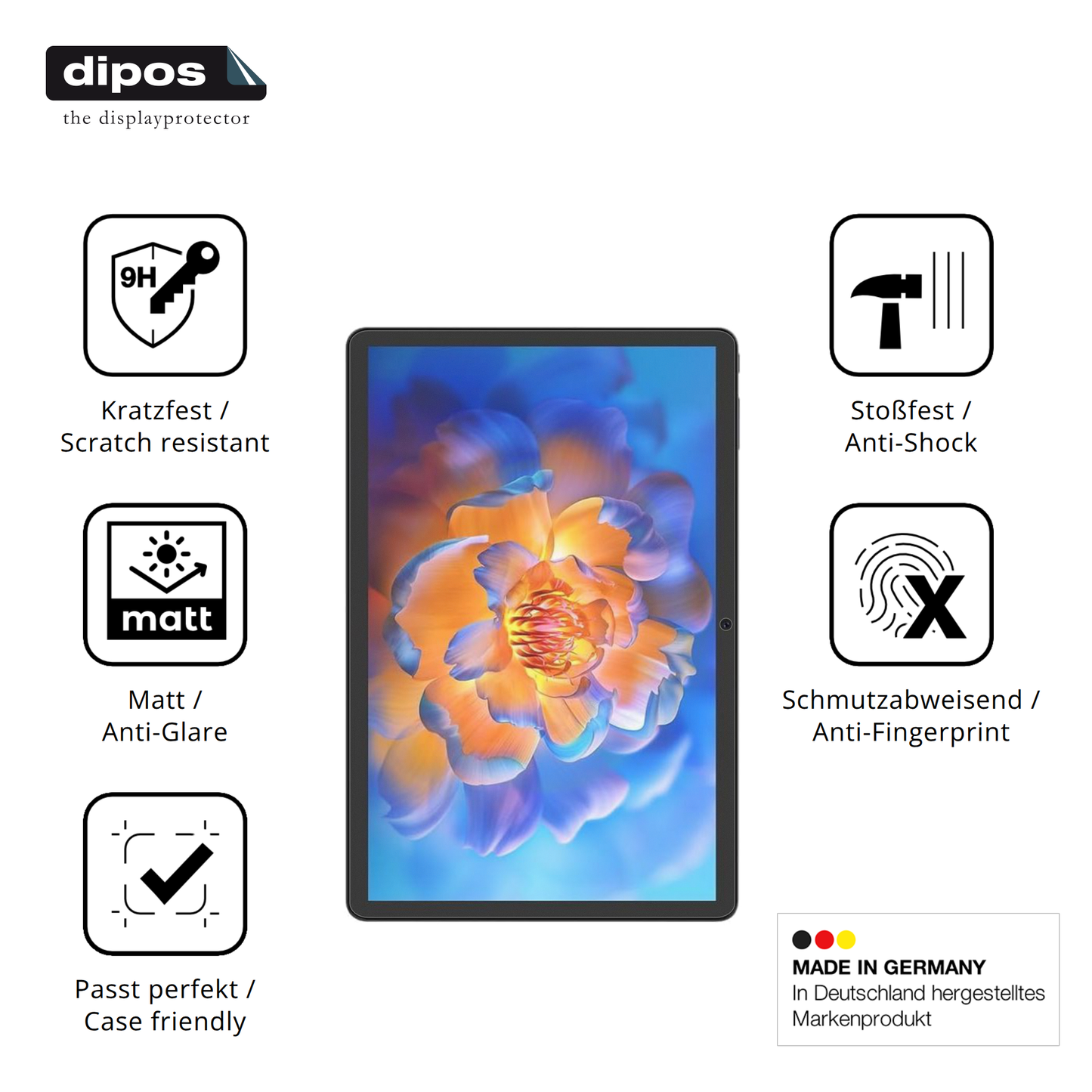 Displayschutz hergestellt in Deutschland, höchste Qualität made in Germany