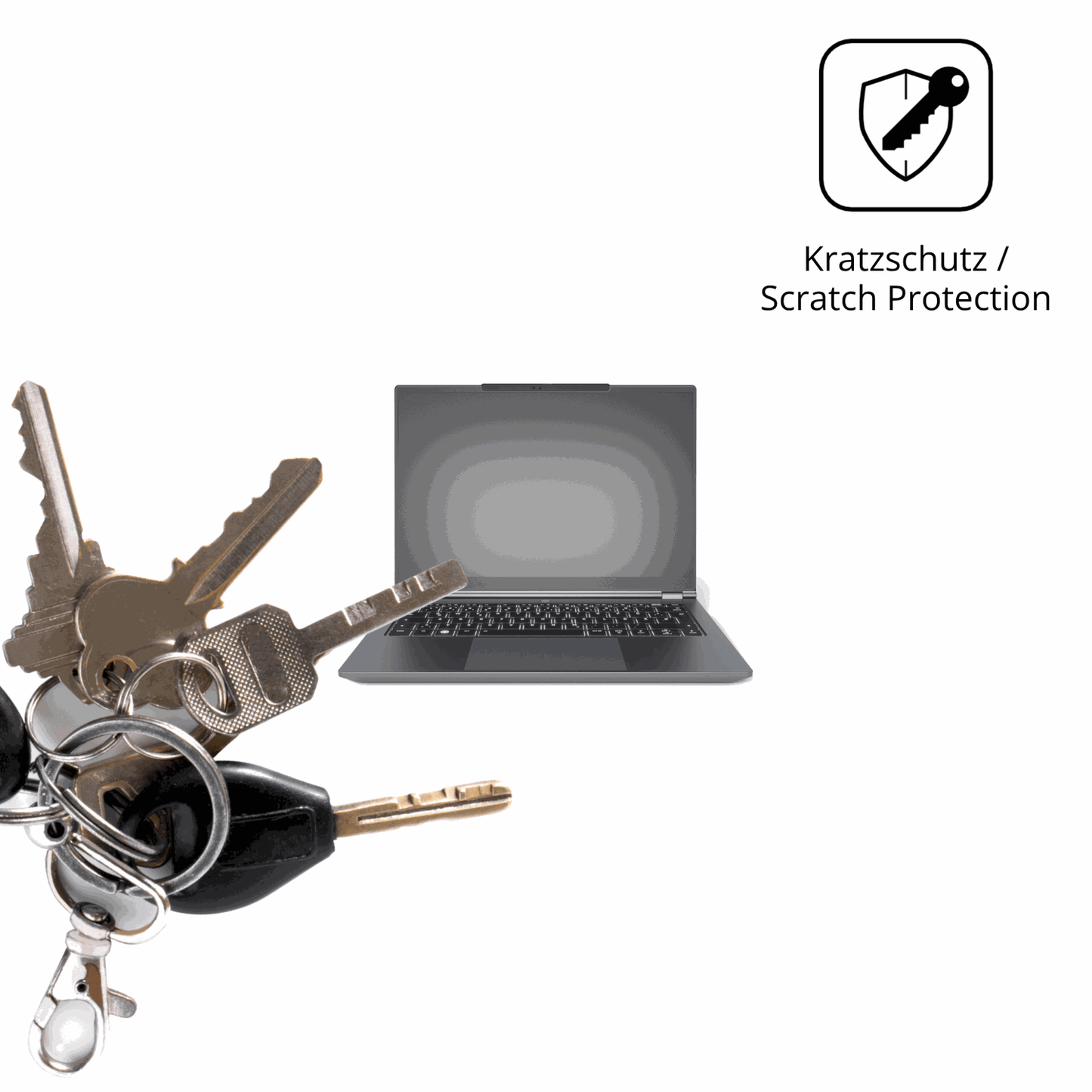 Schutz gegen Kratzer auf dem tuxedoinfinitybook pro 14 gen 10 Glas durch Schlüssel oder Ähnliches