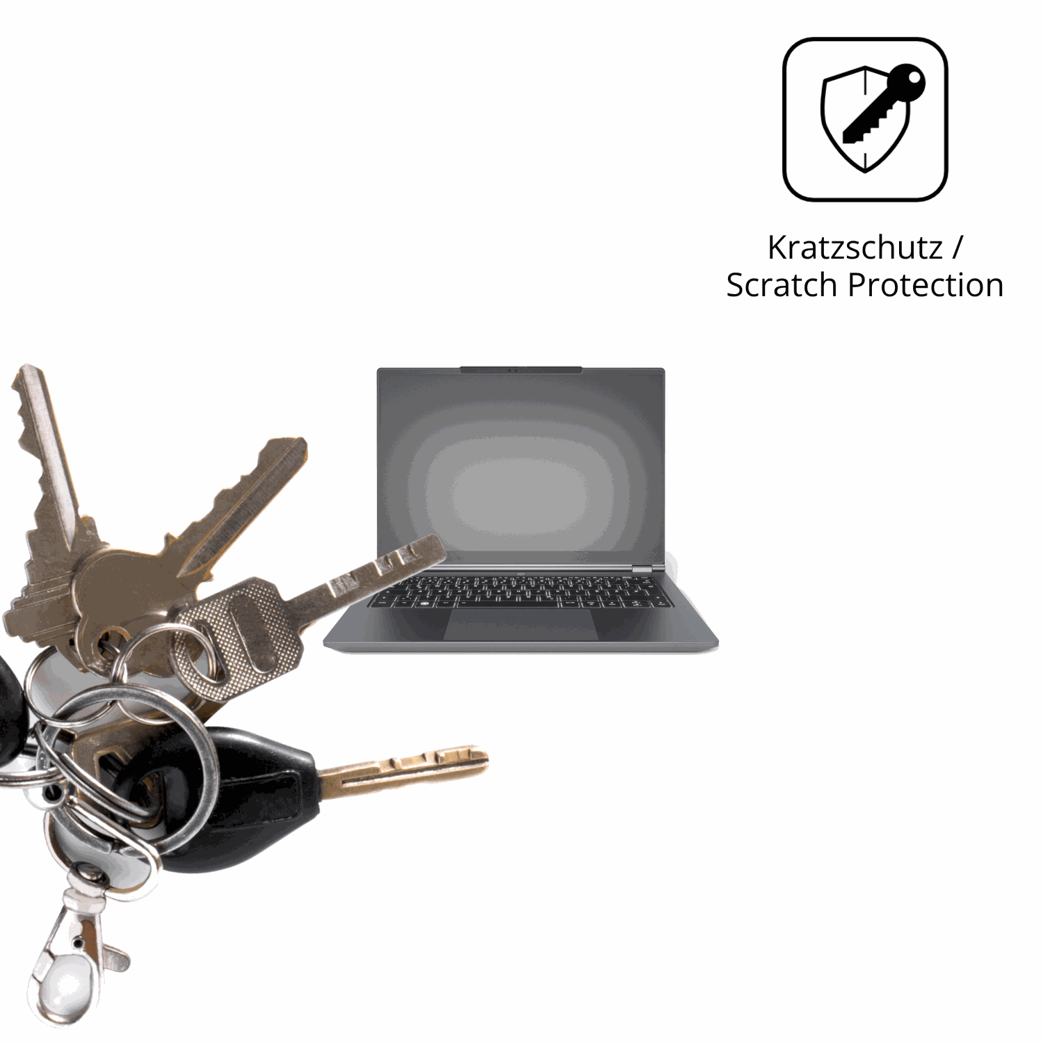 Schutz gegen Kratzer auf dem tuxedoinfinitybook pro 14 gen 10 Glas durch Schlüssel oder Ähnliches