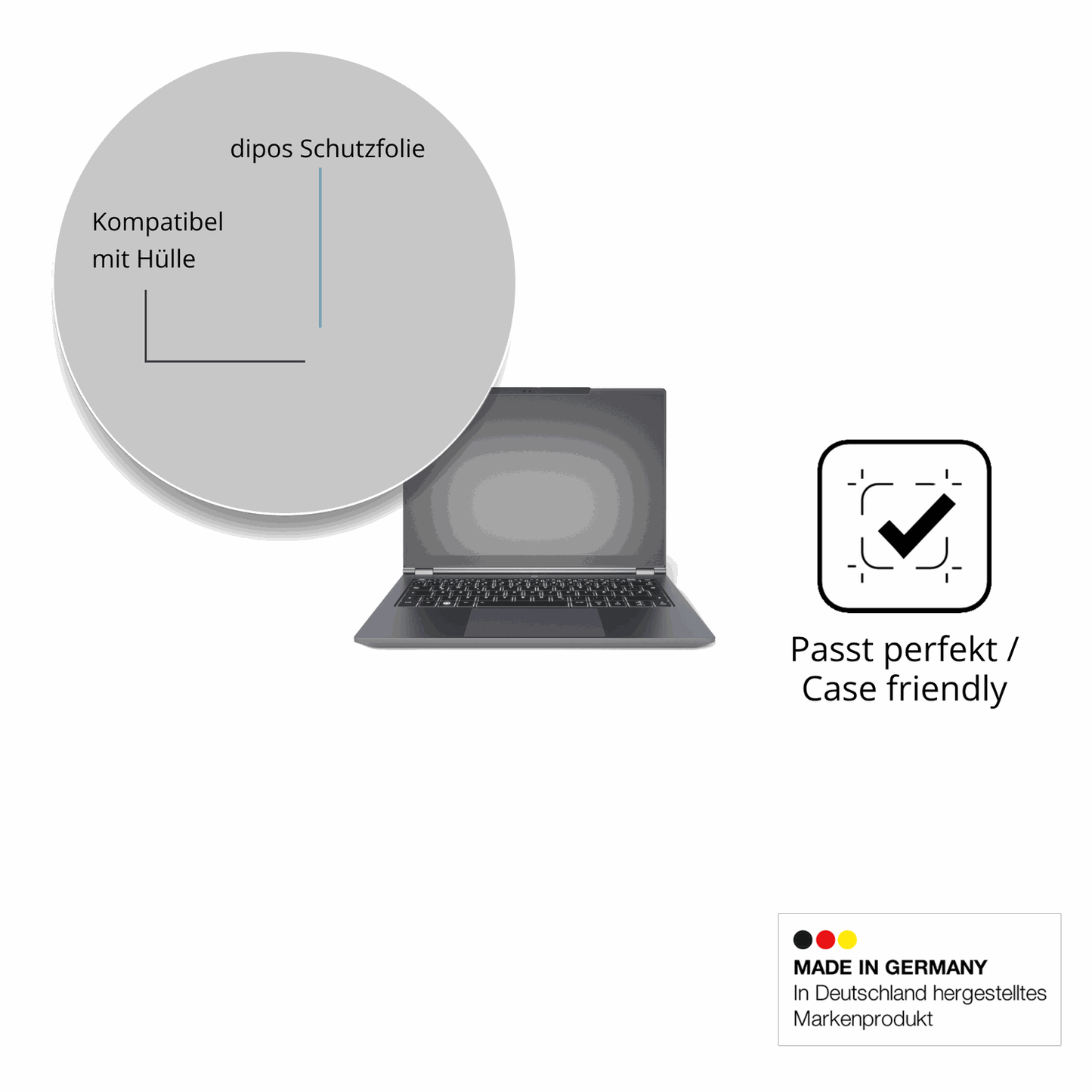 Schutzfolie mit optimaler Passform, zur Verwendung mit Hüllen geeignet