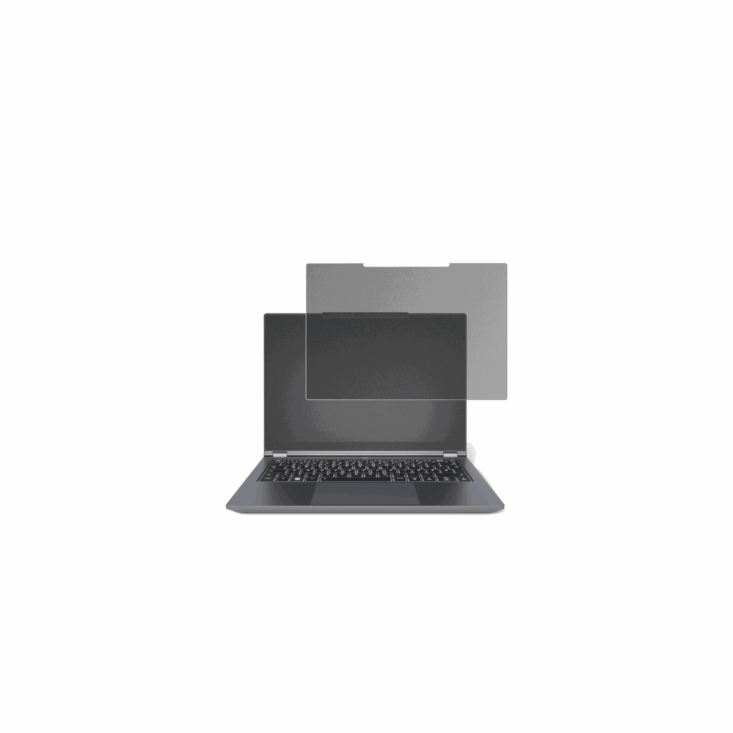 tuxedoinfinitybook pro 14 gen 10 mit aufgebrachtem dipos Displayschutz, der seitliche Einblicke blockiert