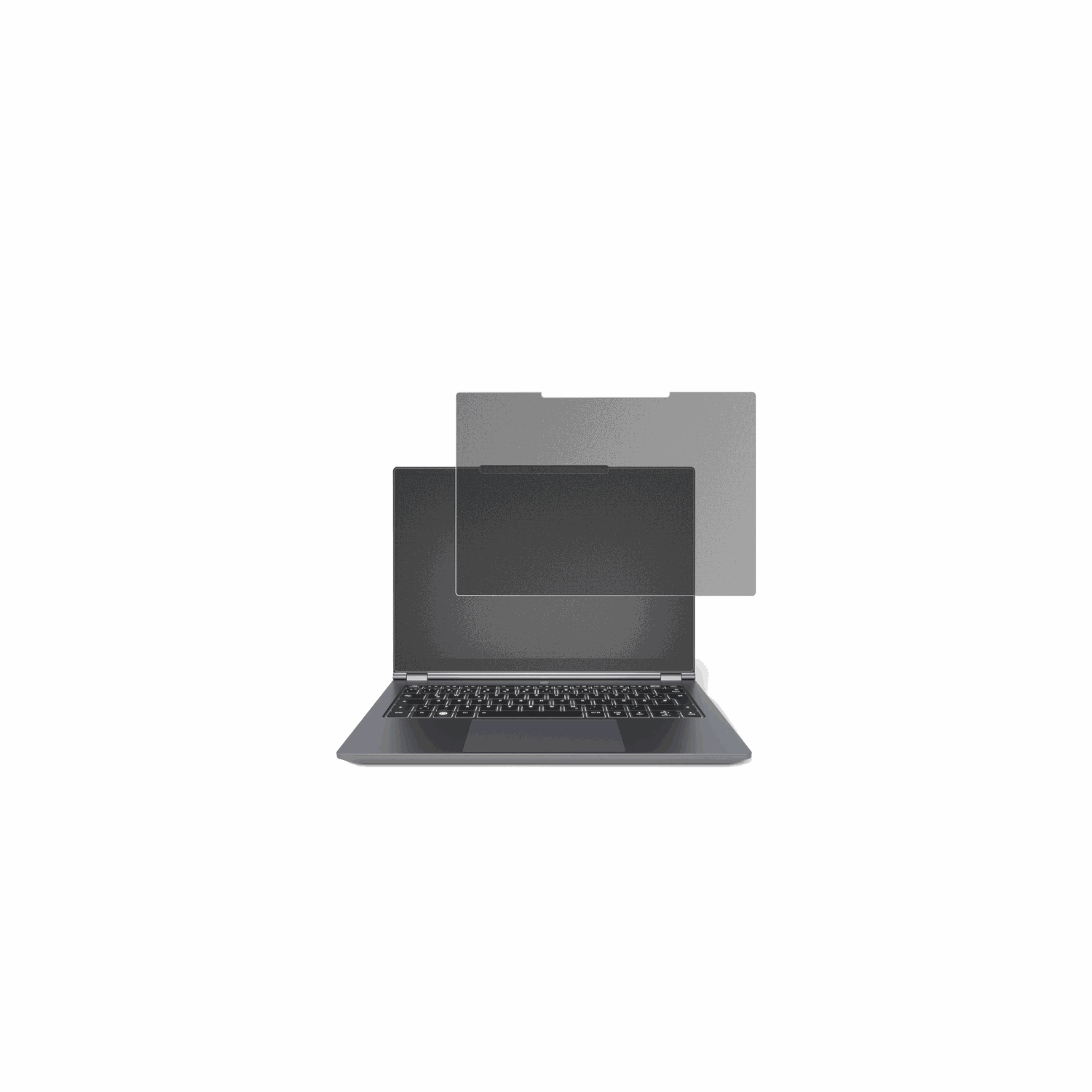 tuxedoinfinitybook pro 14 gen 10 mit aufgebrachtem dipos Displayschutz, der seitliche Einblicke blockiert