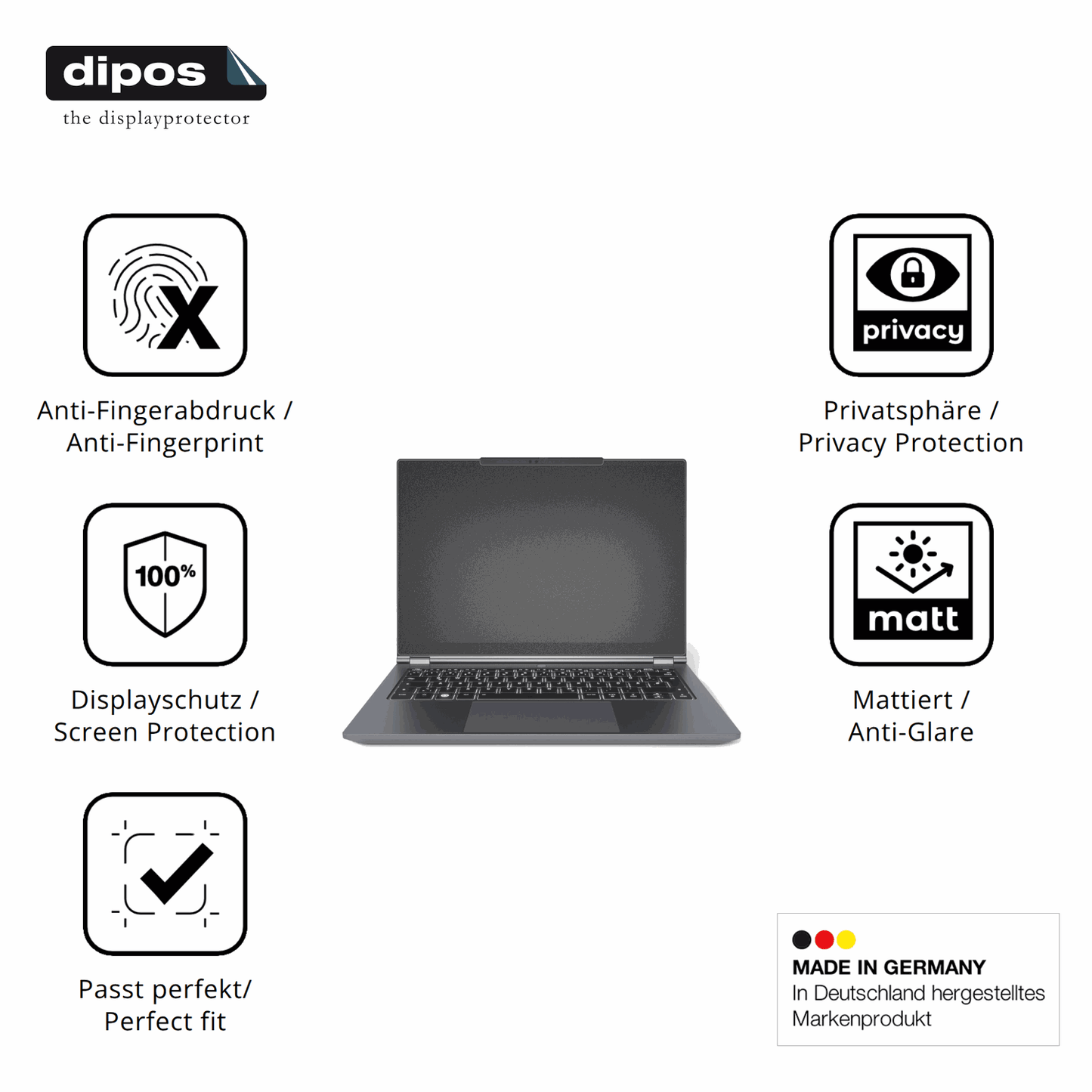 Privatsphäre-Schutz durch Sichtschutz-Folie passend zugeschnitten für tuxedoinfinitybook pro 14 gen 10