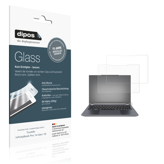 Matte Displayschutzfolie von dipos passend für tuxedoinfinitybook pro 14 gen 10, 9H kratzfest und blasenfrei montiert