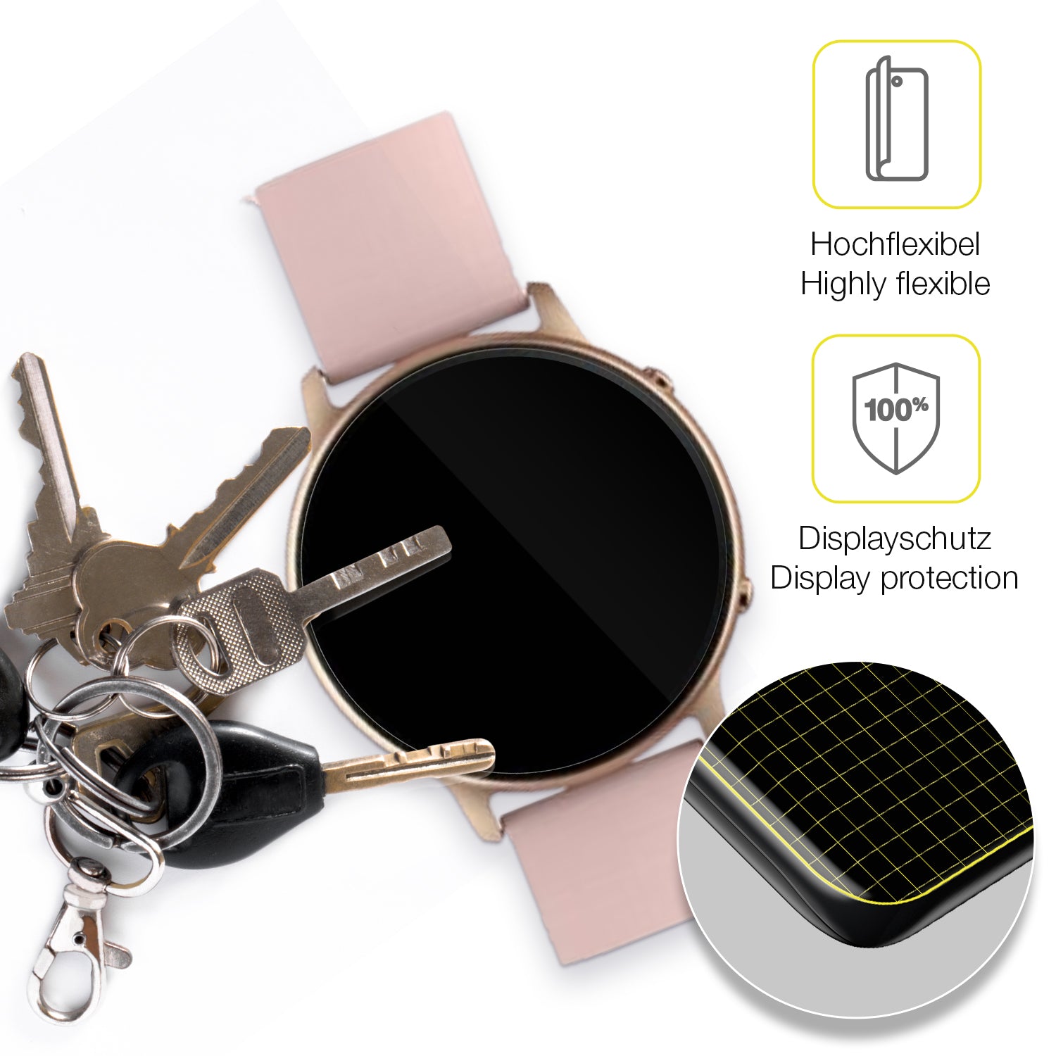 dipos Displayschutz für Tuyoma Smartwatch LW36, transparente Oberfläche, geringe Dicke und perfekte Passform