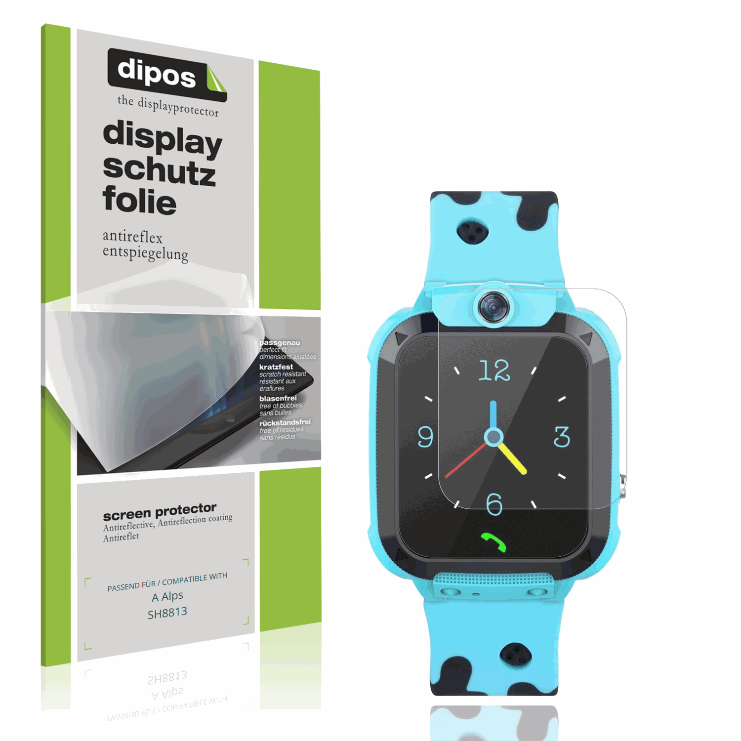 Matte Displayschutzfolie von dipos passend für Tzzulsx Kinder Smartwatch, präziser Zuschnitt und blasenfrei montiert