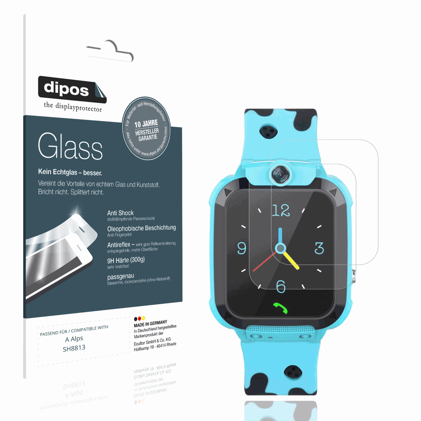 Matte Displayschutzfolie von dipos passend für Tzzulsx Kinder Smartwatch, 9H kratzfest und blasenfrei montiert