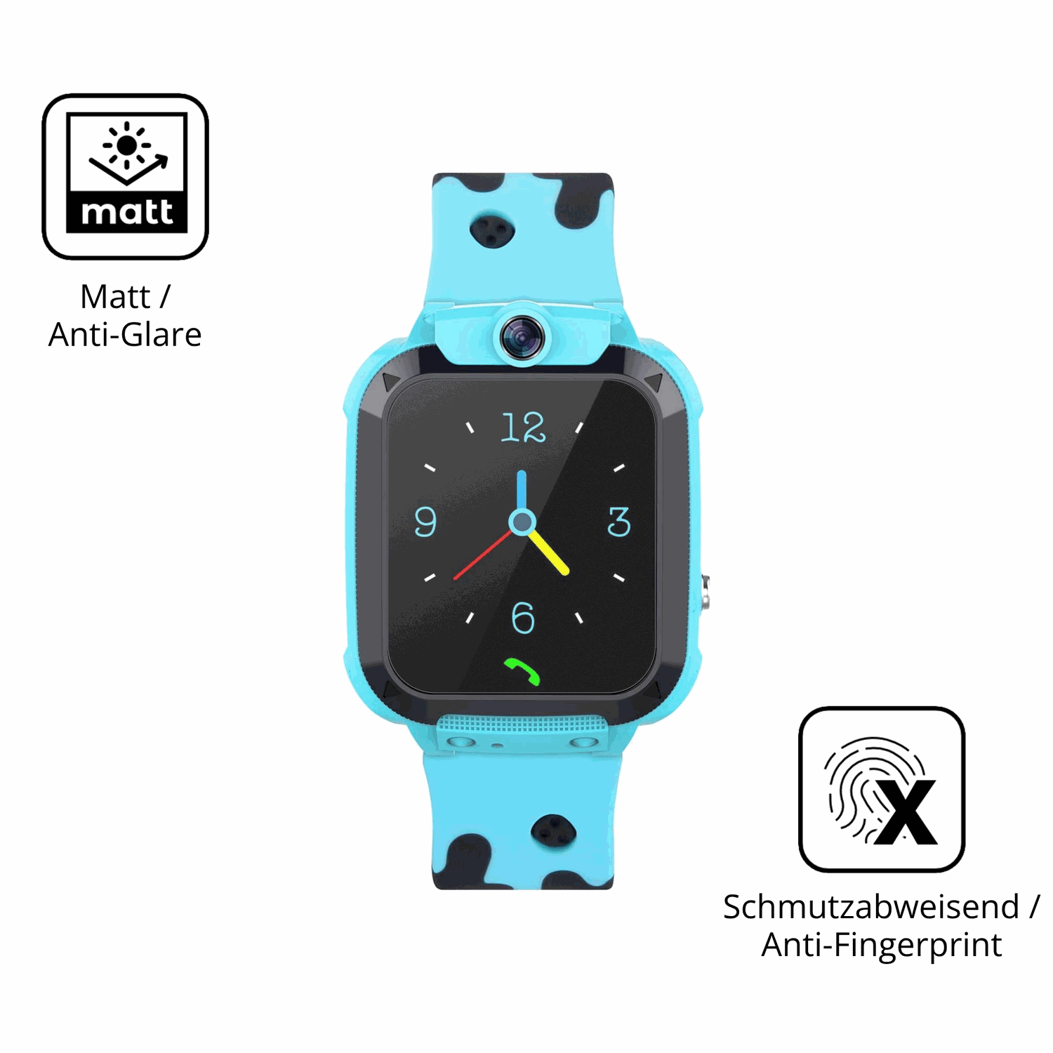 9H Hartbeschichtete, flexible Folie passend zugeschnitten für Tzzulsx Kinder Smartwatch