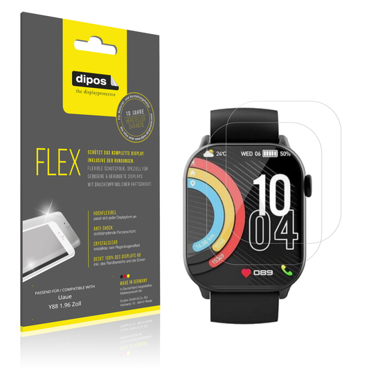 Klare Displayschutzfolie von dipos passend für Uaue Y88 1.96 Zoll, 100% Displayabdeckung und blasenfreie Montage