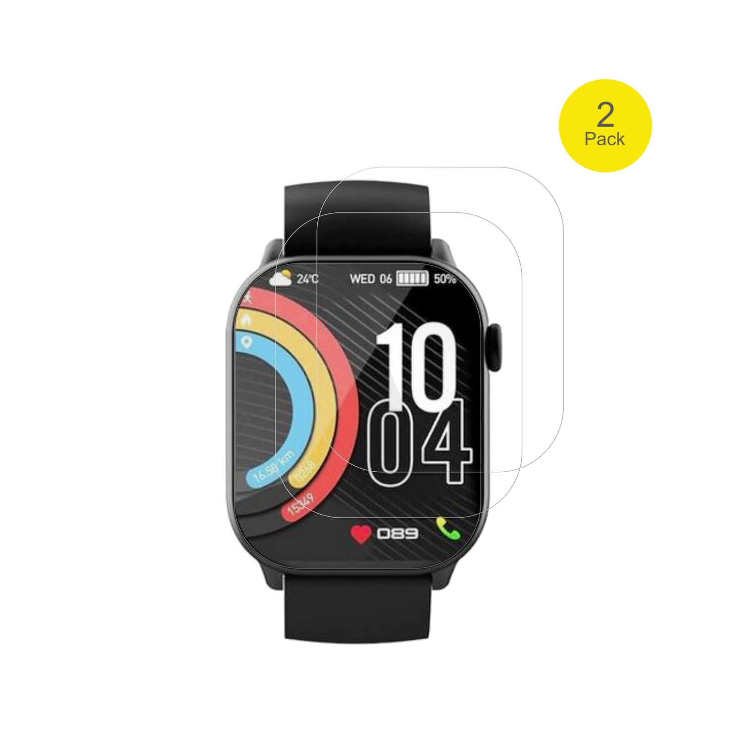 UaueY88 1.96 Zoll mit aufgebrachter dipos Displayschutzfolie, glasklare Darstellung ohne Einschränkungen