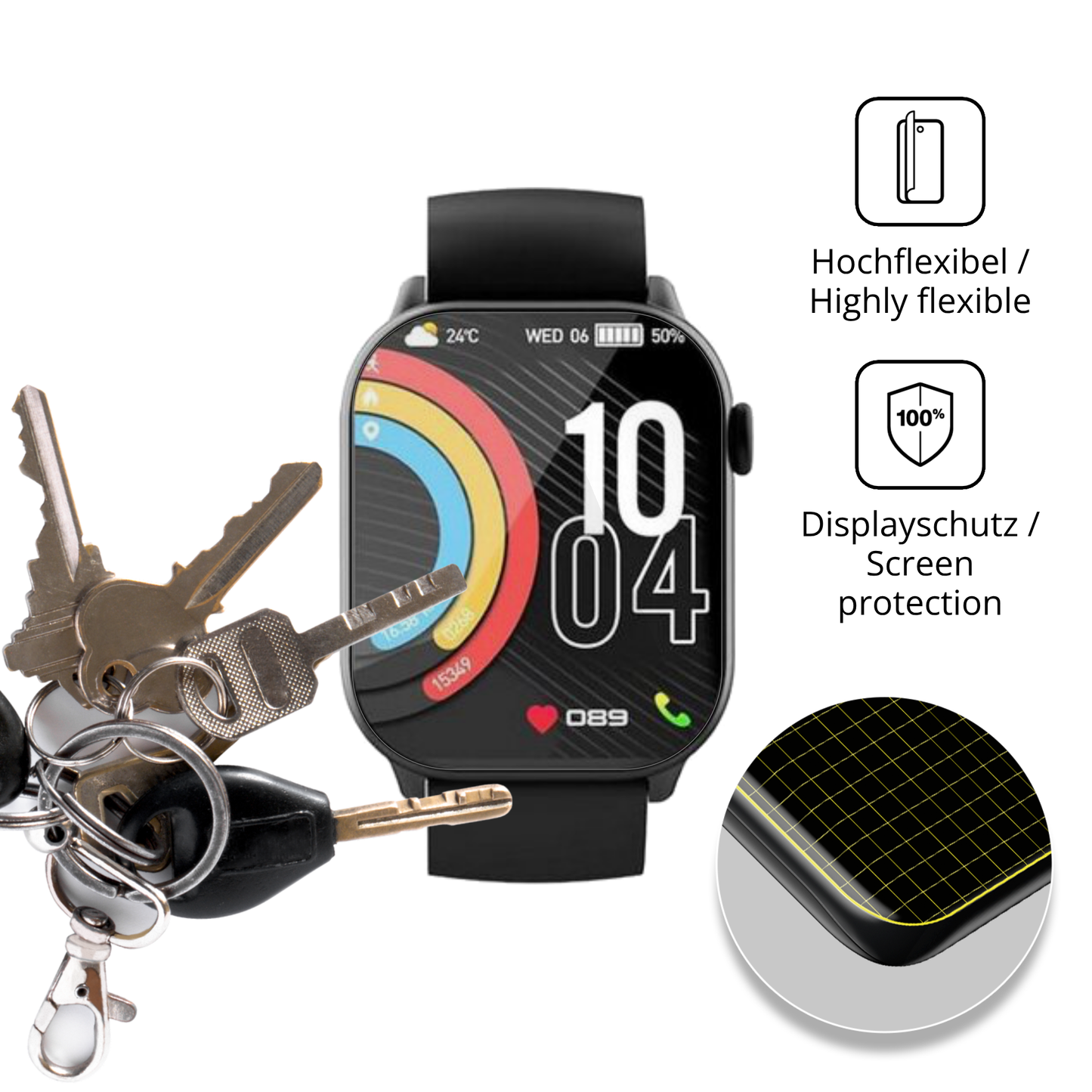 dipos Displayschutz für Uaue Y88 1.96 Zoll, transparente Oberfläche, geringe Dicke und perfekte Passform