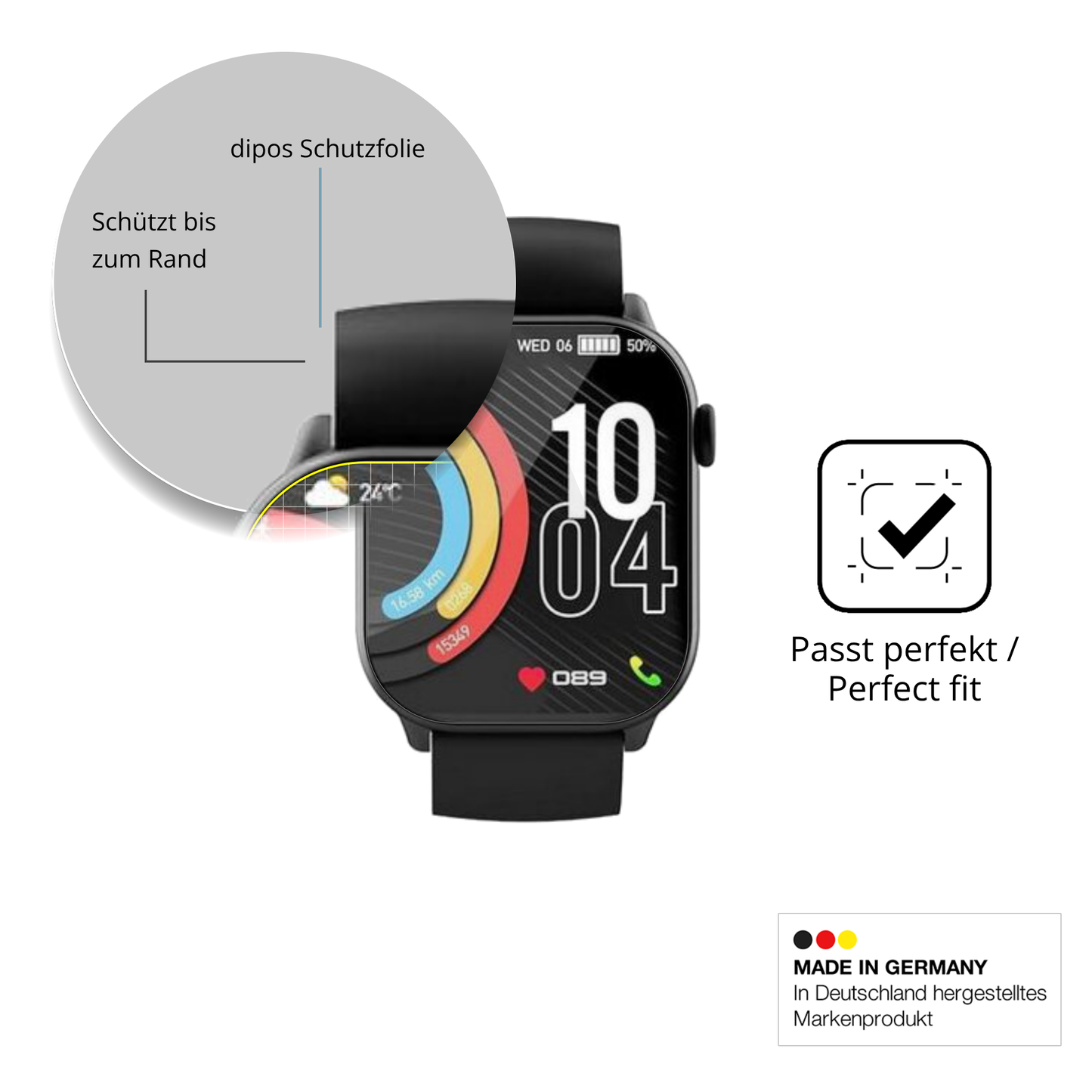 Schutzfolie mit optimaler Passform, zur Verwendung mit Hüllen geeignet