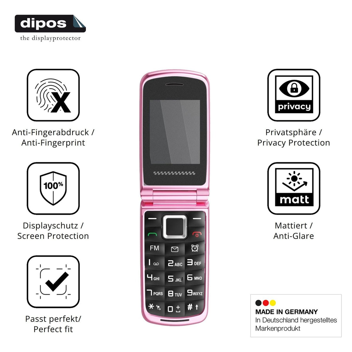 Screen Protector for Ufferson T380D Seniorenhandy Privacy Filter 4-Way 