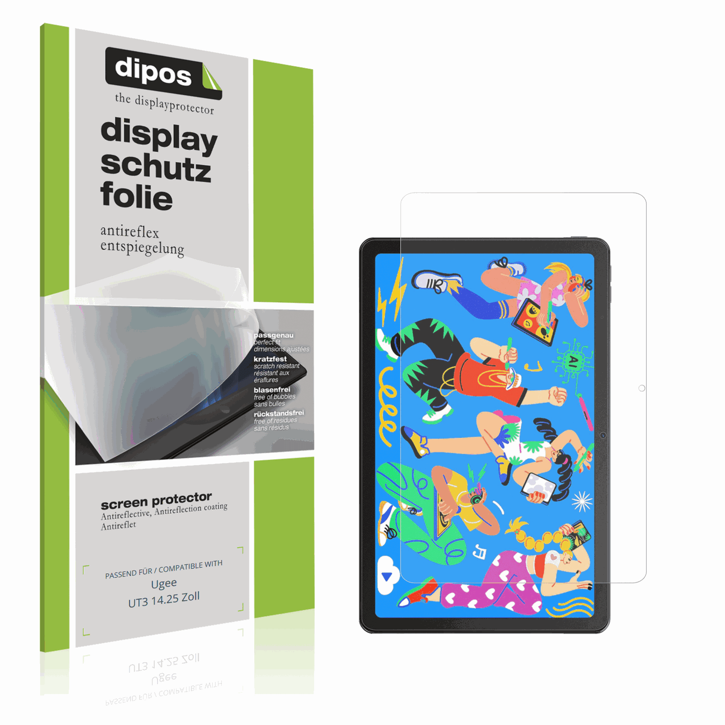 Matte Displayschutzfolie von dipos passend für Ugee UT3 14.25 Zoll, präziser Zuschnitt und blasenfrei montiert
