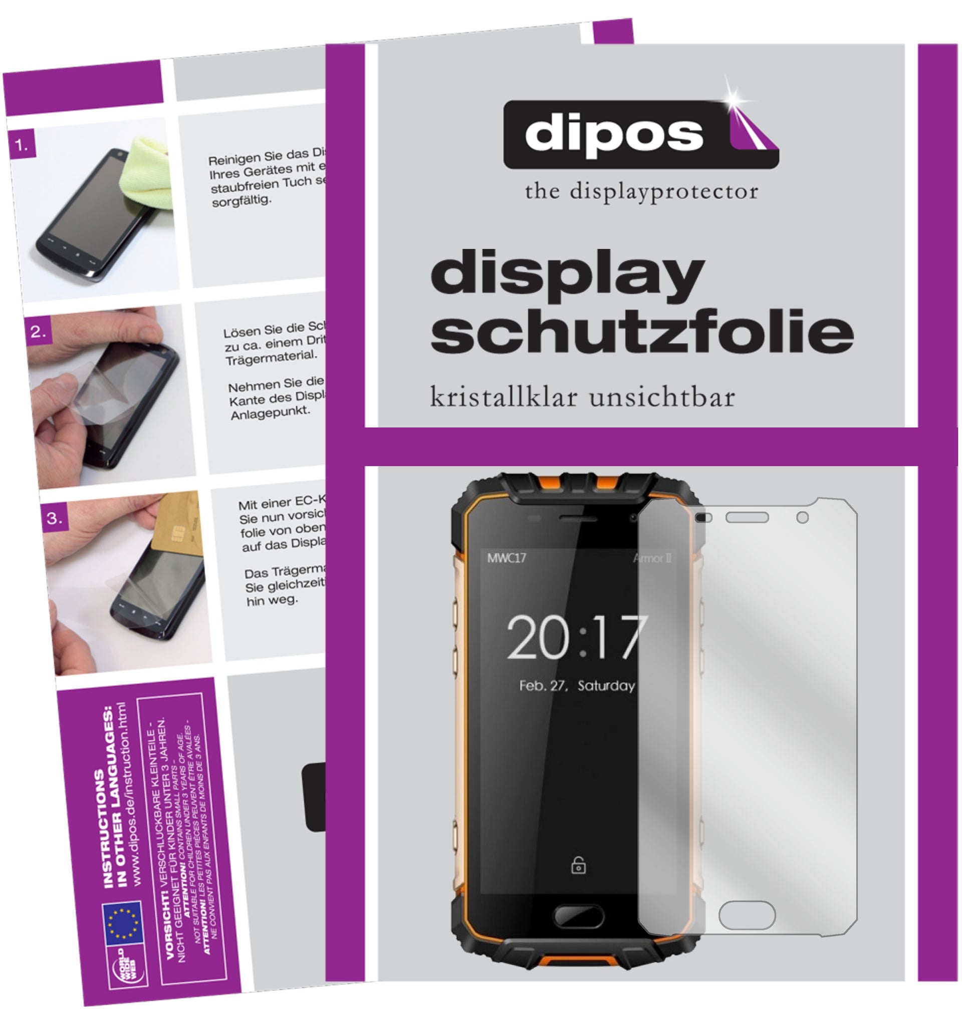 Kristallklare, dünne Schutzfolie: Kratzfest & passgenau für Ulefone-Armor 2