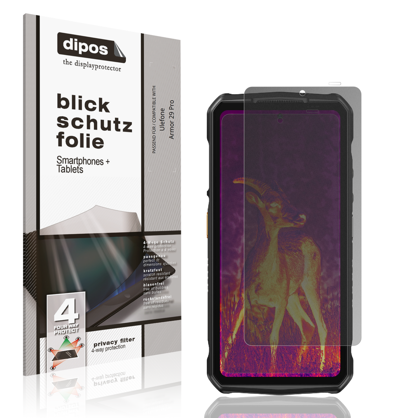 Blickschutzfolie für Ulefone Armor 29 Pro matt Schutzfolie Privacy