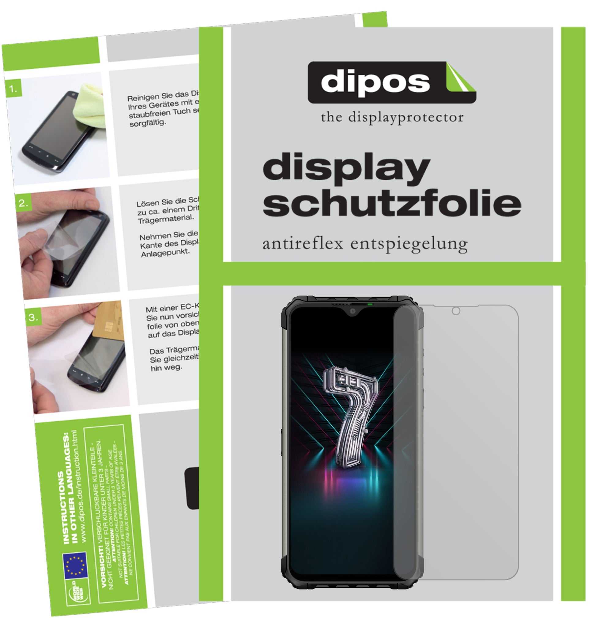 Matte Displayschutzfolie von dipos passend für Ulefone Armor 7, präziser Zuschnitt und blasenfrei montiert