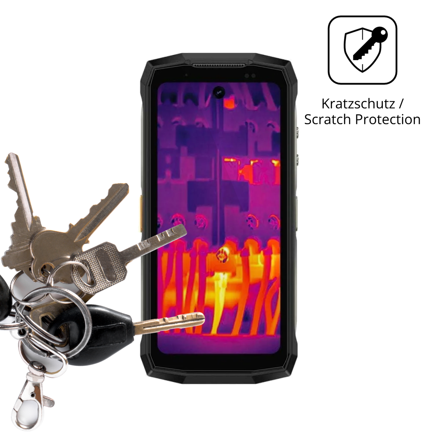 Schutz gegen Kratzer auf dem ulefonearmor mini 20t pro Glas durch Schlüssel oder Ähnliches