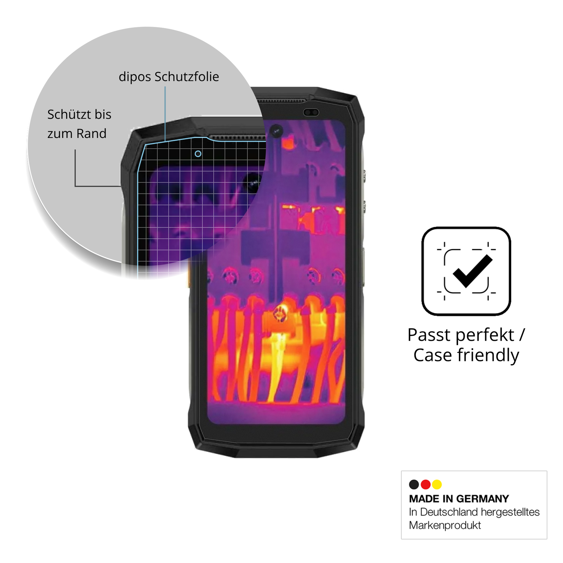Schutzglasfolie mit optimaler Passform, zur Verwendung mit Hüllen geeignet