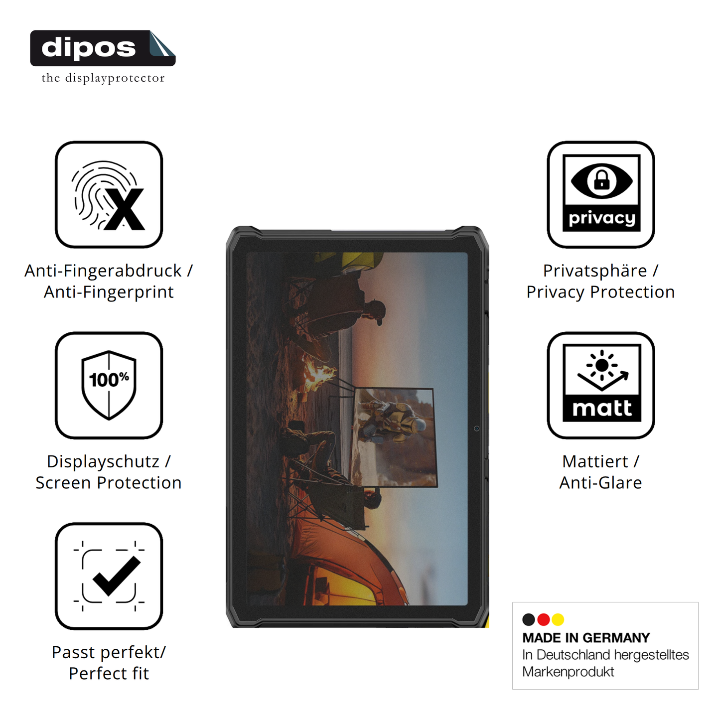 Blickschutzfolie für Ulefone Armor Pad 5 Ultra matt Schutzfolie Privacy