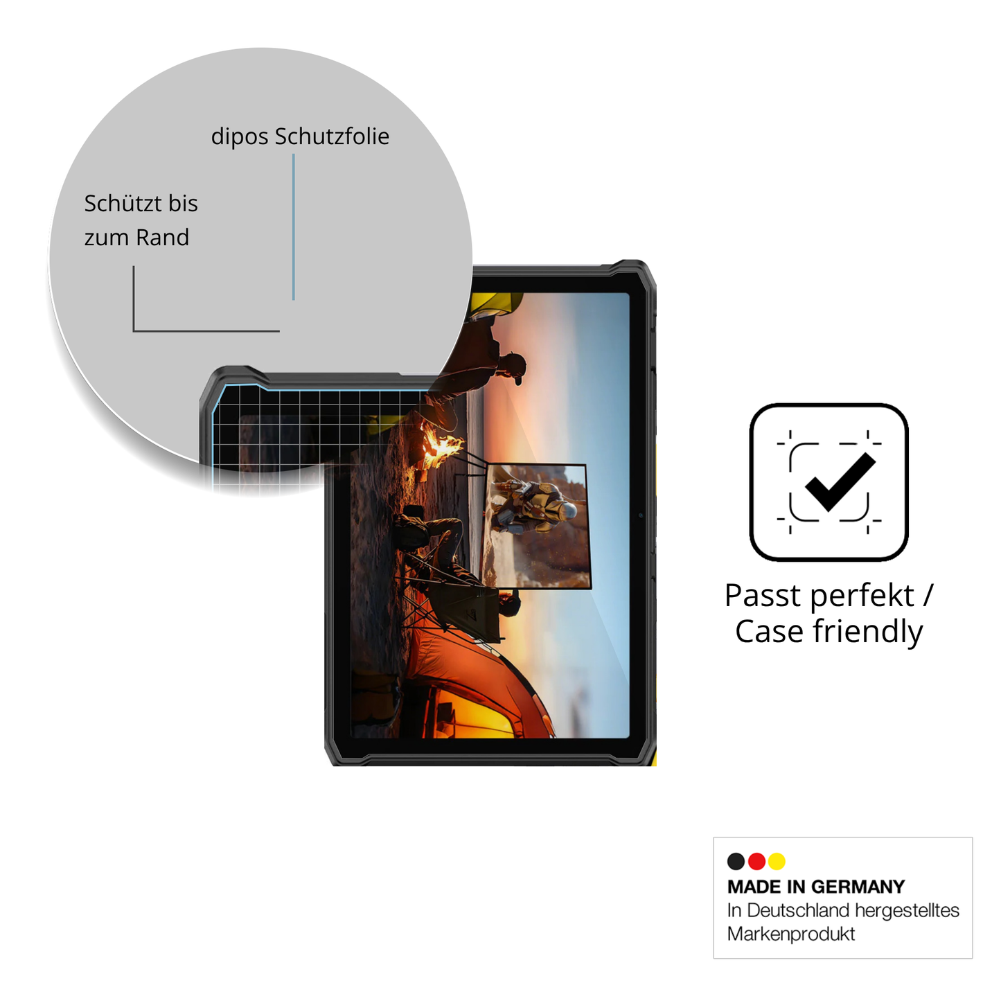 Besonders flexibler Displayschutz mit Anti-Shock-Schicht im Materialmix