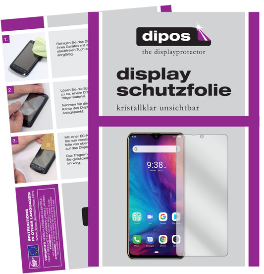 Klare Displayschutzfolie von dipos passend für Ulefone Note 7P, präziser Zuschnitt und blasenfrei montiert