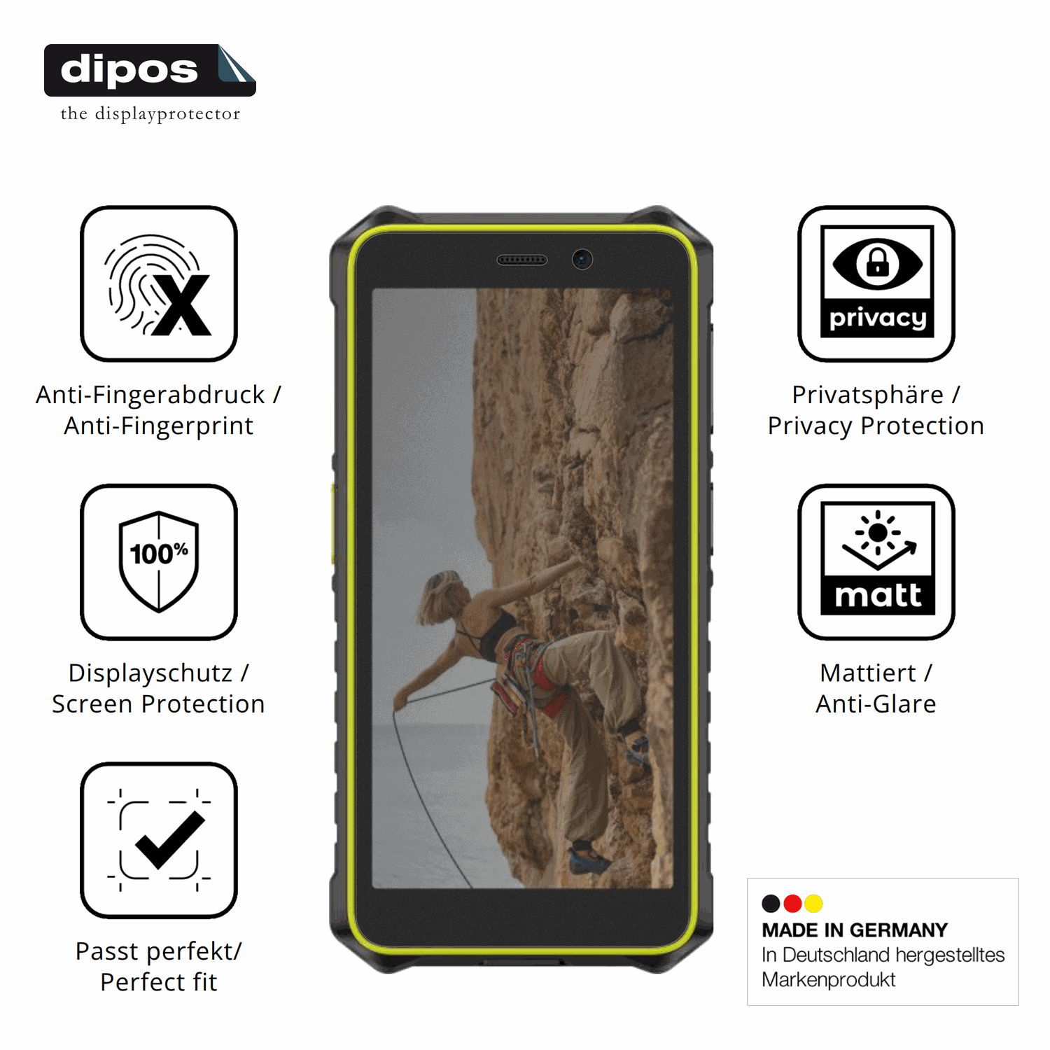 Privatsphäre-Schutz durch Sichtschutz-Folie passend zugeschnitten für Ulefone RugKing 2 Pro