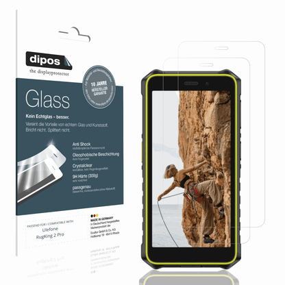 Klare Displayschutzfolie von dipos passend für Ulefone RugKing 2 Pro, 9H kratzfest und blasenfrei montiert