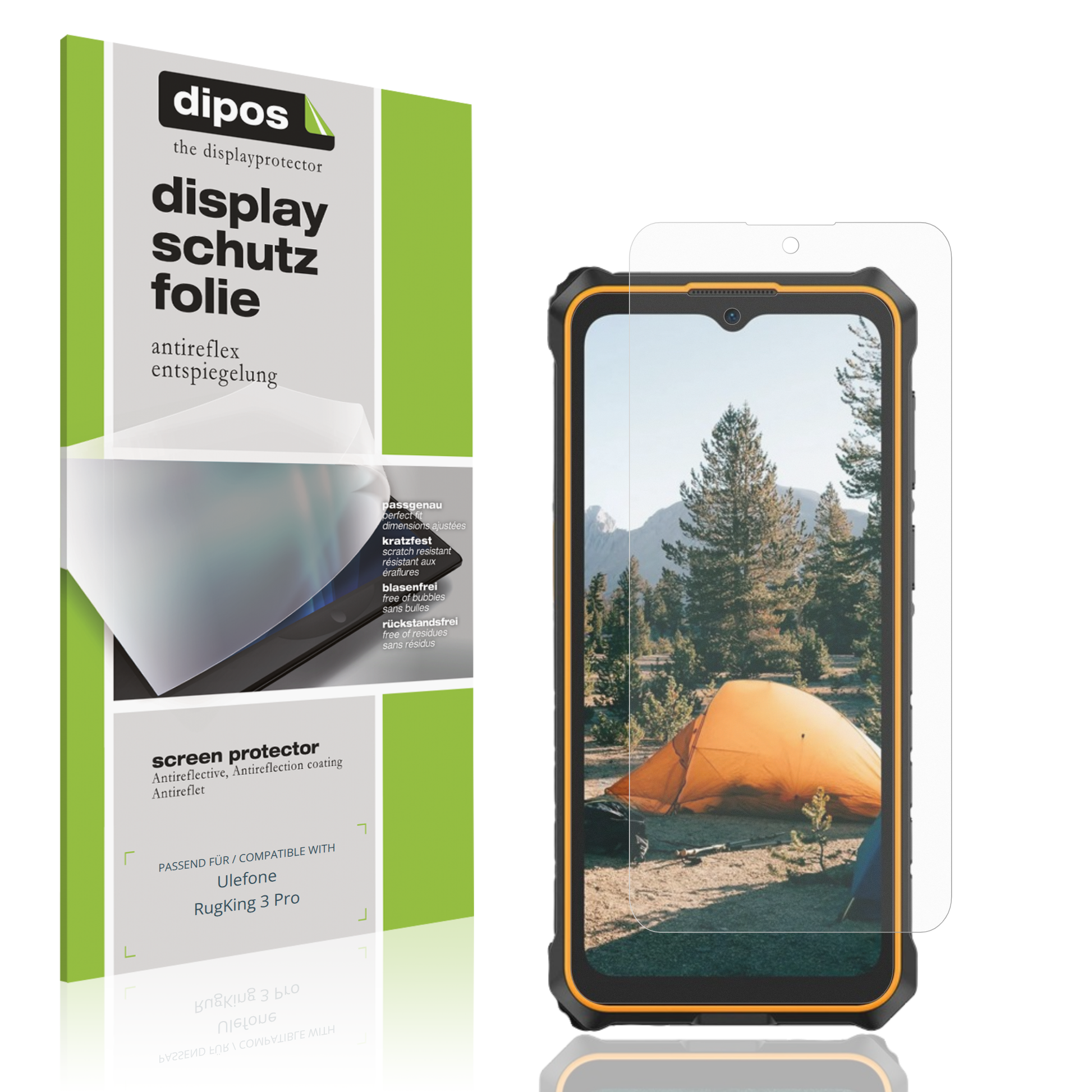 Matte Displayschutzfolie von dipos passend für Ulefone RugKing 3 Pro, präziser Zuschnitt und blasenfrei montiert
