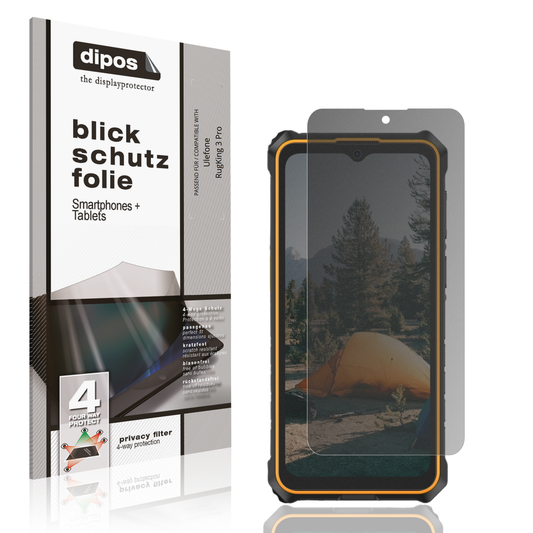 Blickschutzfolie von dipos passend für Ulefone RugKing 3 Pro, präziser Zuschnitt und blasenfrei montiert