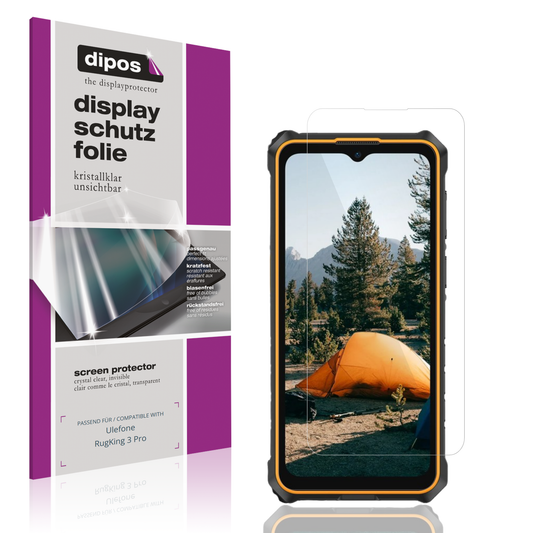 Klare Displayschutzfolie von dipos passend für Ulefone RugKing 3 Pro, präziser Zuschnitt und blasenfrei montiert