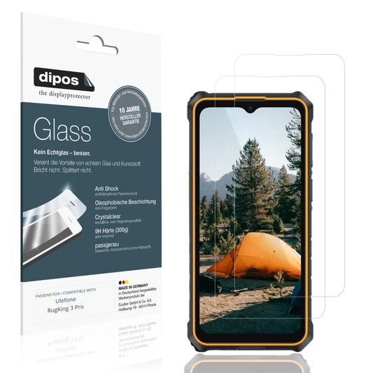Klare Displayschutzfolie von dipos passend für Ulefone RugKing 3 Pro, 9H kratzfest und blasenfrei montiert