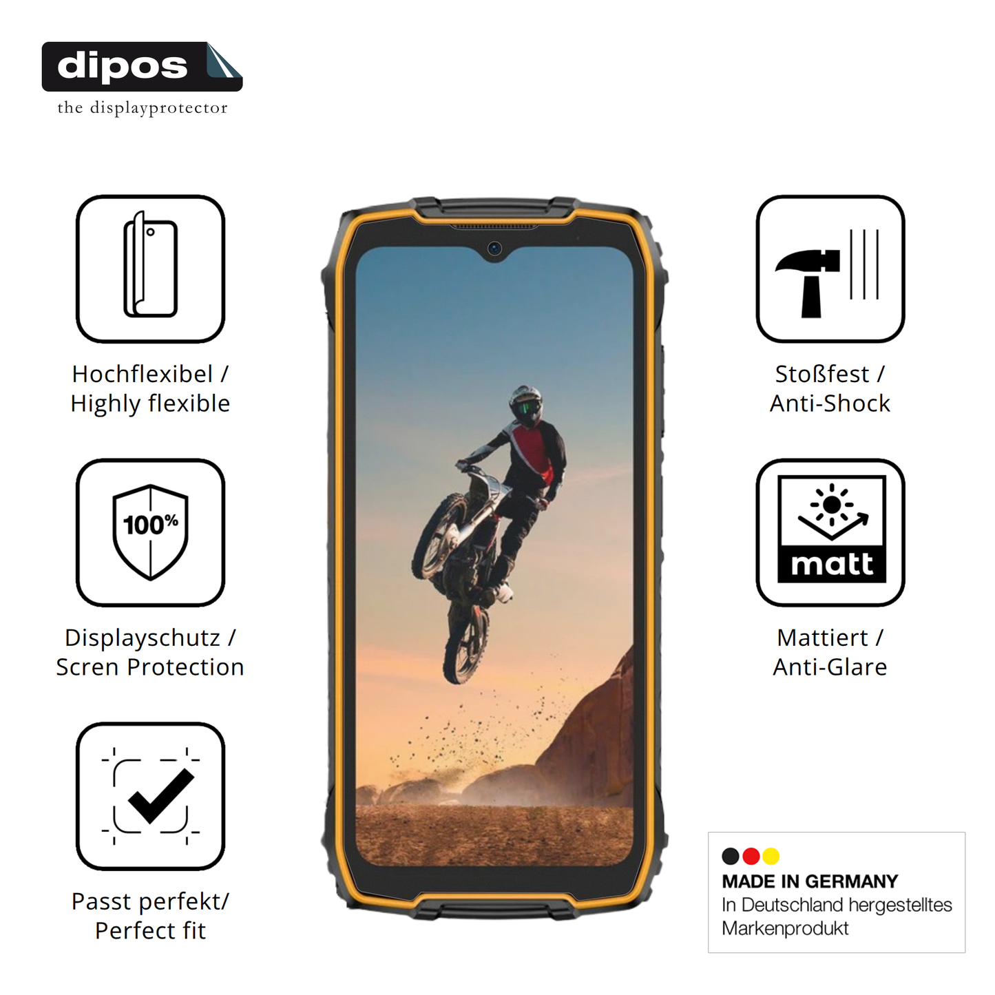 Displayschutz hergestellt in Deutschland, höchste Qualität made in Germany