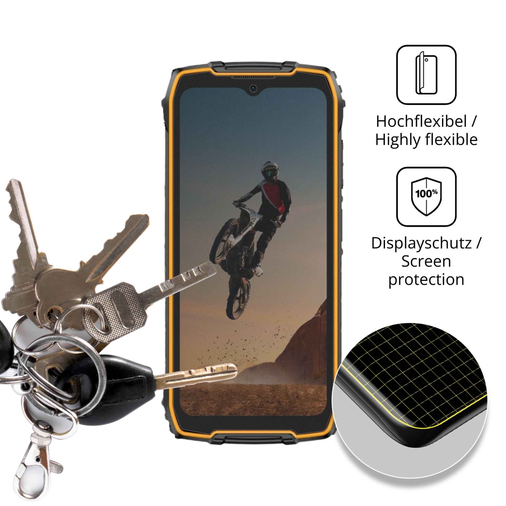 dipos Displayschutz für Ulefone RugKing 4 Pro, mit Blickschutzfilter und perfekter Passform auch für die Rundungen